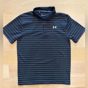Under Armour Men's Navy and White Striped Polo